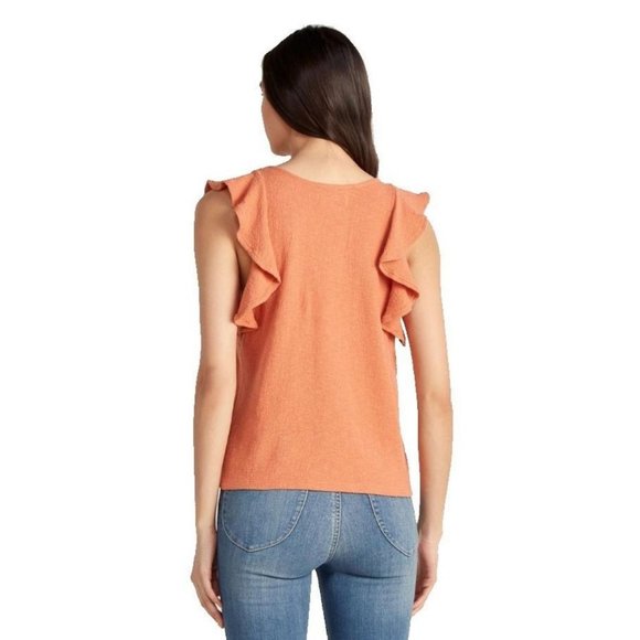 Madewell Texture & Thread Ruffle Sleeve Tank Top Peach Size Medium - Picture 2 of 2